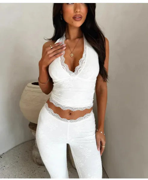 Lace Athletic Clothing Blouse And Pants