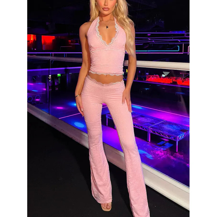 Lace Athletic Clothing Blouse And Pants