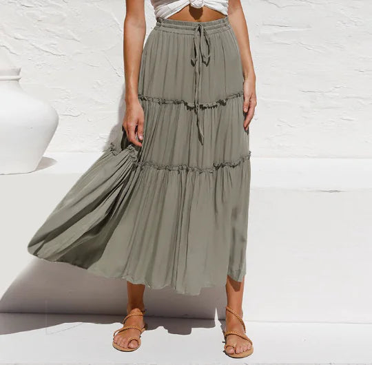High Waist Slim Cotton Linen Skirt for Women