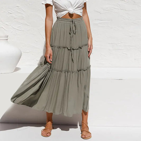 High Waist Slim Cotton Linen Skirt for Women