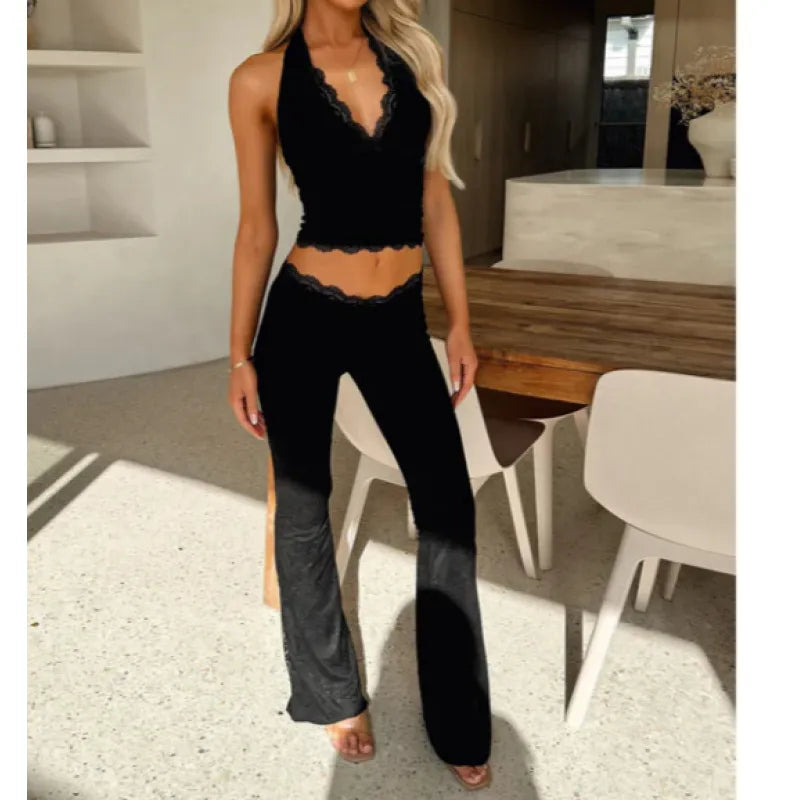 Lace Athletic Clothing Blouse And Pants