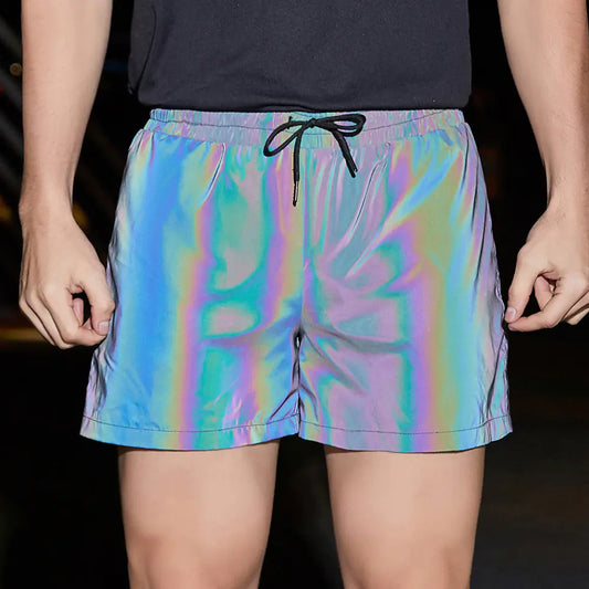 Trendy Men's Five-Point Reflective Ice Silk Shorts
