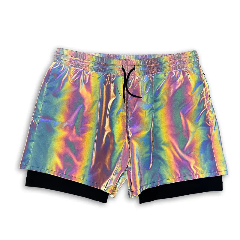 Trendy Men's Five-Point Reflective Ice Silk Shorts