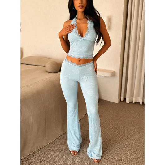 Lace Athletic Clothing Blouse And Pants